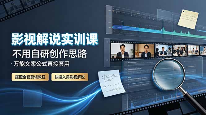 影视解说实训课:不用自研创作思路,万能文案公式直接套用,搭配全套剪辑教程,快速入局影视解说-皮皮网创