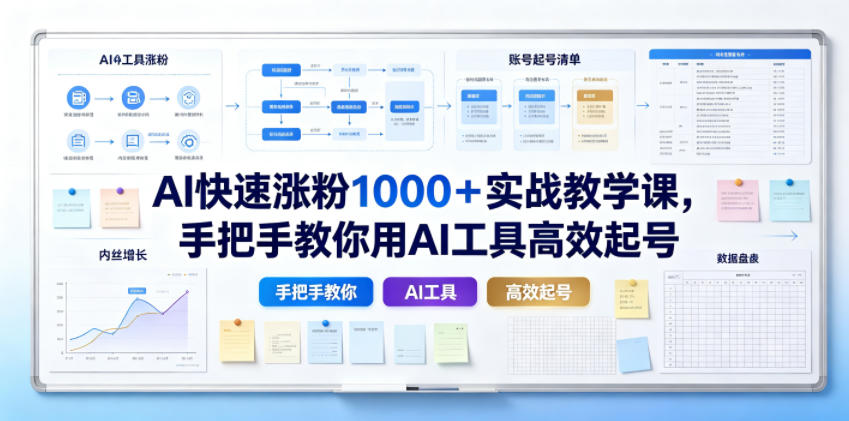 AI快速涨粉1000+实战教学课,手把手教你用AI工具高效起号-皮皮网创