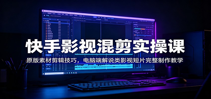 快手影视混剪实操课:原版素材剪辑技巧,电脑端解说类影视短片完整制作教学-皮皮网创