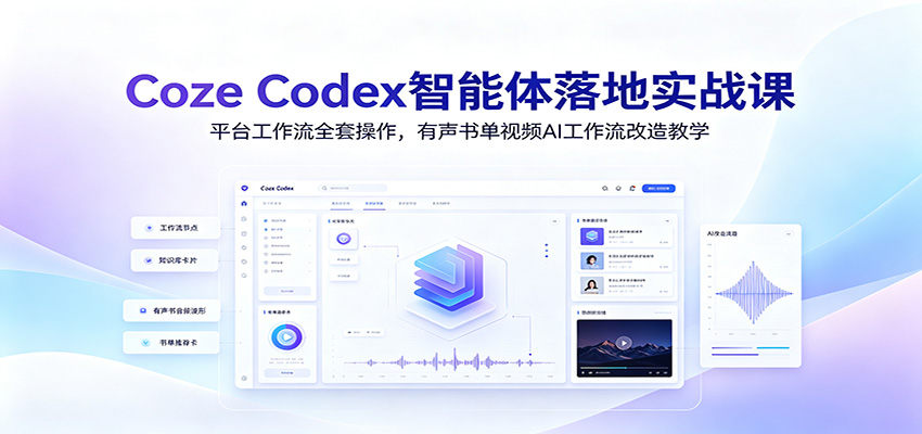 Coze Codex智能体落地实战课：平台工作流全套操作，有声书单视频AI工作流改造教学-皮皮网创