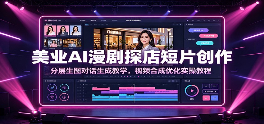 美业AI漫剧探店短片创作:分层生图对话生成教学,视频合成优化实操教程-皮皮网创