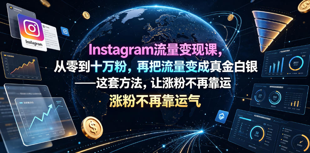 Instagram流量变现课,从零到十万粉,再把流量变成真金白银——这套方法,让涨粉不再靠运气【原创双语字幕】-皮皮网创
