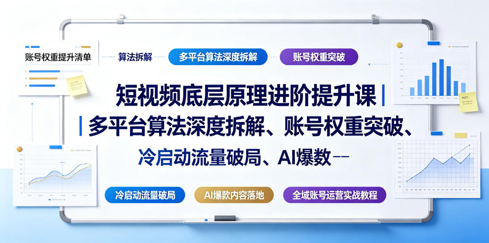 短视频底层原理进阶提升课|多平台算法深度拆解、账号权重突破、冷启动流量破局、AI爆款内容落地与全域账号运营实战教程-皮皮网创