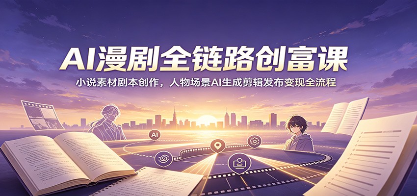 AI漫剧全链路创富课：小说素材剧本创作，人物场景AI生成剪辑发布变现全流程-皮皮网创