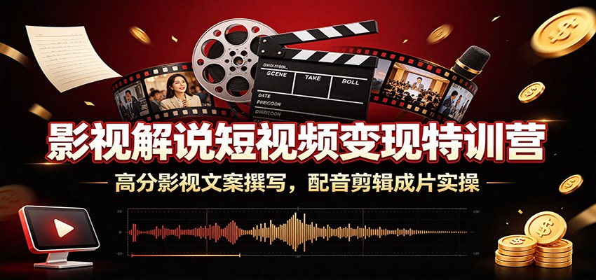 影视解说短视频变现特训营:高分影视文案撰写,配音剪辑成片实操-皮皮网创