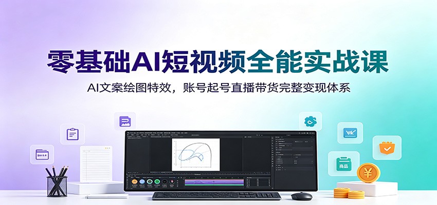 零基础AI短视频全能实战课：AI文案绘图特效，账号起号直播带货完整变现体系-皮皮网创