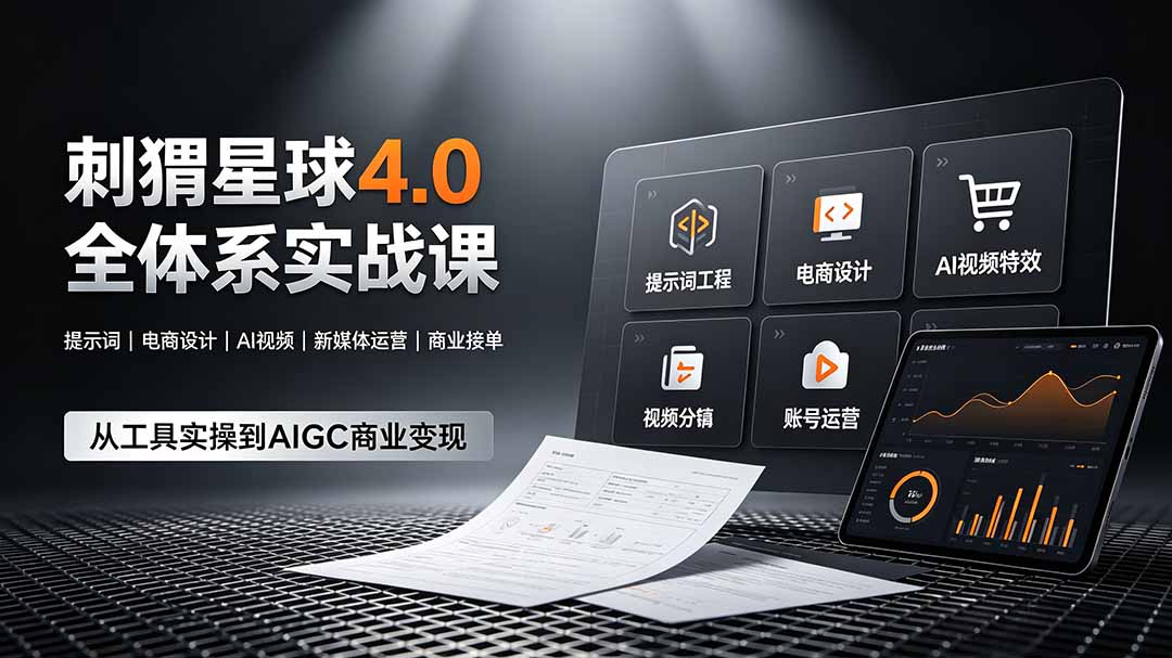 刺猬星球4.0全体系实战课,覆盖提示词工程、电商设计、AI视频特效与新媒体运营,一站式掌握AIGC商业核心技能-皮皮网创