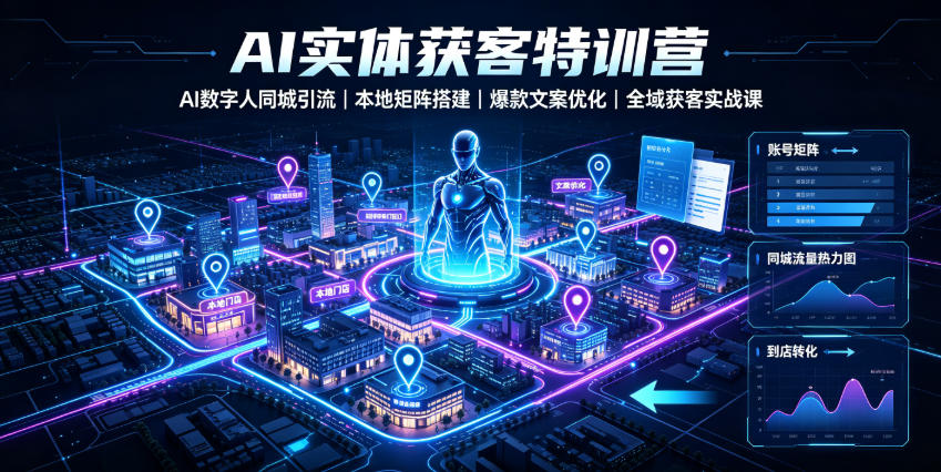 AI实体获客特训营|AI数字人同城引流、本地矩阵搭建、爆款文案优化全域获客实战课-皮皮网创