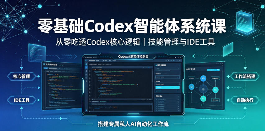 零基础Codex智能体系统课｜从零吃透Codex核心逻辑、技能管理与IDE工具，搭建专属私人AI自动化工作流-皮皮网创