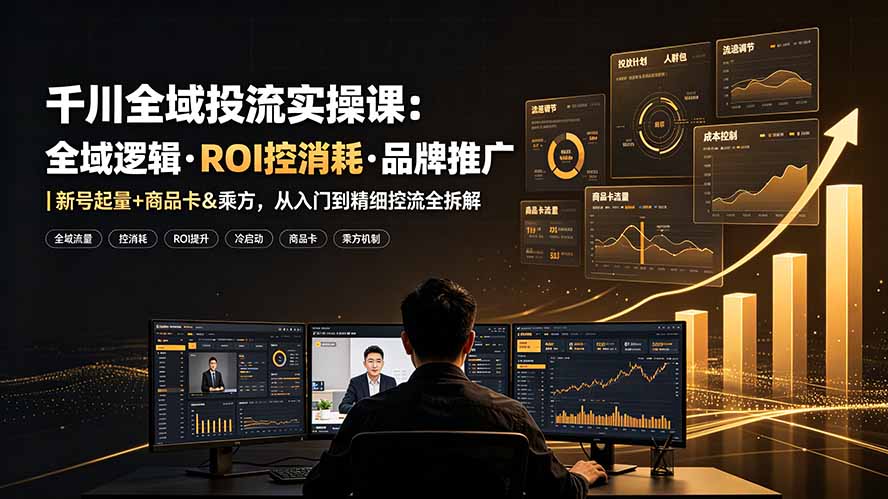千川全域投流实操课：全域逻辑·ROI控消耗·品牌推广｜新号起量+商品卡&乘方，从入门到精细控流全拆解-皮皮网创