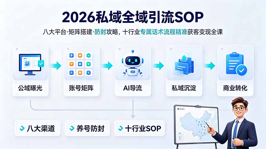 2026私域全域引流SOP|八大平台·矩阵搭建·防封攻略,十行业专属话术流程精准获客变现全课-皮皮网创
