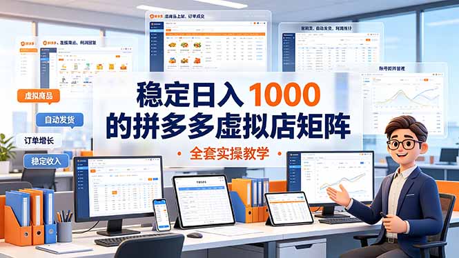稳定日入 1000 的拼多多虚拟店矩阵，全套实操教学-皮皮网创