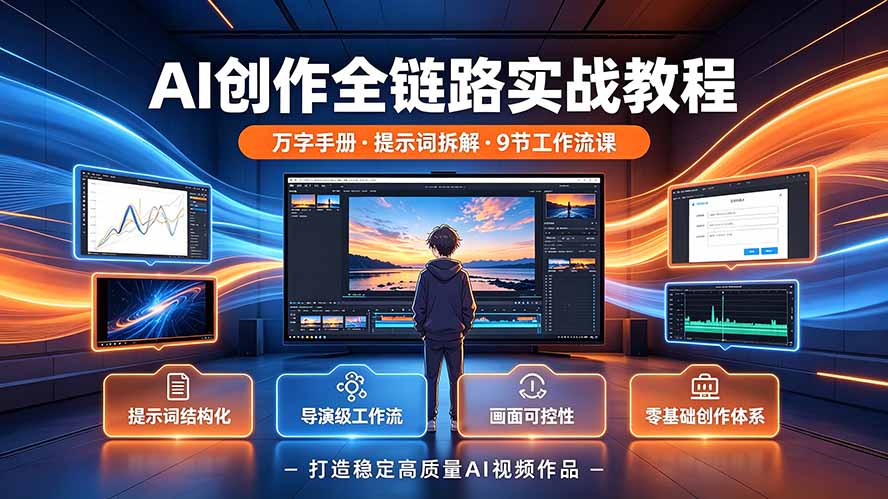 AI创作全链路实战教程|万字手册·提示词拆解·9节工作流课,打造稳定高质量AI视频作品-皮皮网创