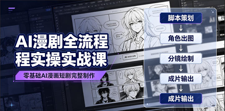 AI漫剧全流程实操实战课|零基础AI漫画短剧完整制作、脚本出图成片全链路落地教程-皮皮网创