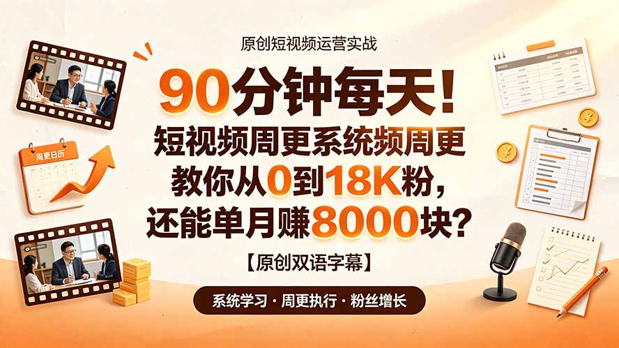 90 分钟每天!短视频周更系统教你从 0 到 18K 粉,还能单月赚 8000 块?【原创双语字幕】-皮皮网创