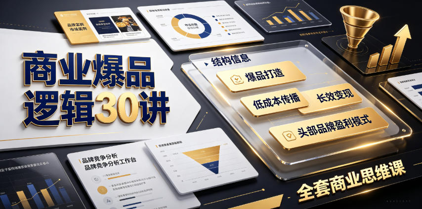 商业爆品逻辑30讲|拆解各行各业头部品牌盈利模式,吃透爆品打造、低成本传播、长效变现全套商业思维课-皮皮网创