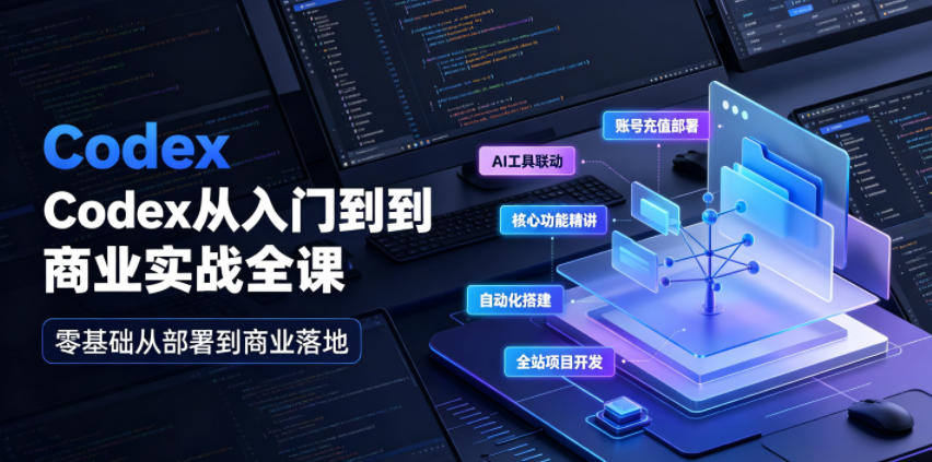 Codex从入门到商业实战全课｜账号充值部署、AI工具联动、核心功能精讲、自动化搭建、全站项目开发零基础教程-皮皮网创