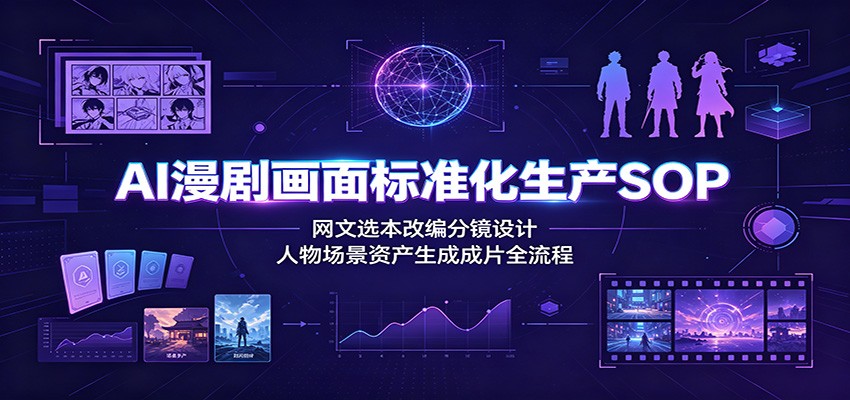 AI漫剧画面标准化生产SOP:网文选本改编分镜设计,人物场景资产生成成片全流程-皮皮网创