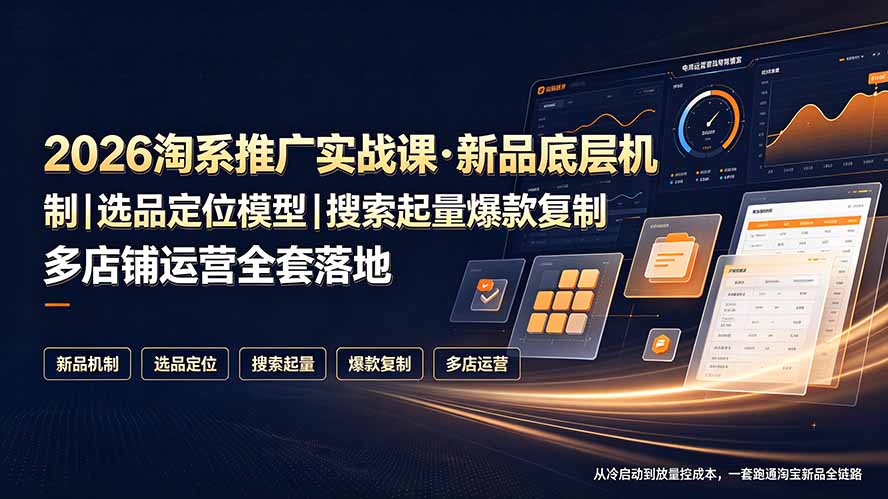 2026淘系推广实战课·新品底层机制|选品定位模型|搜索起量爆款复制多店铺运营全套落地教程-皮皮网创