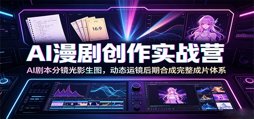 AI漫剧创作实战营:AI剧本分镜光影生图,动态运镜后期合成完整成片体系-皮皮网创