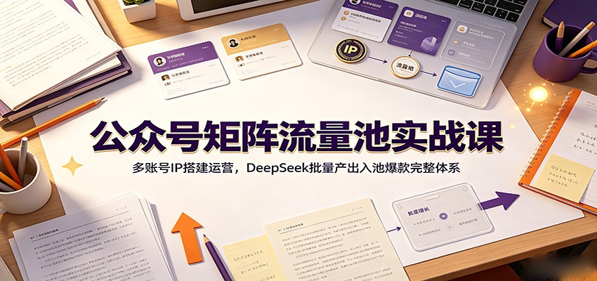 公众号矩阵流量池实战课:多账号IP搭建运营,DeepSeek批量产出入池爆款完整体系-皮皮网创