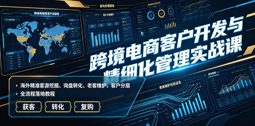跨境电商客户开发与精细化管理实战课｜海外精准客源挖掘、询盘转化、老客维护、客户分层全流程落地教程-皮皮网创