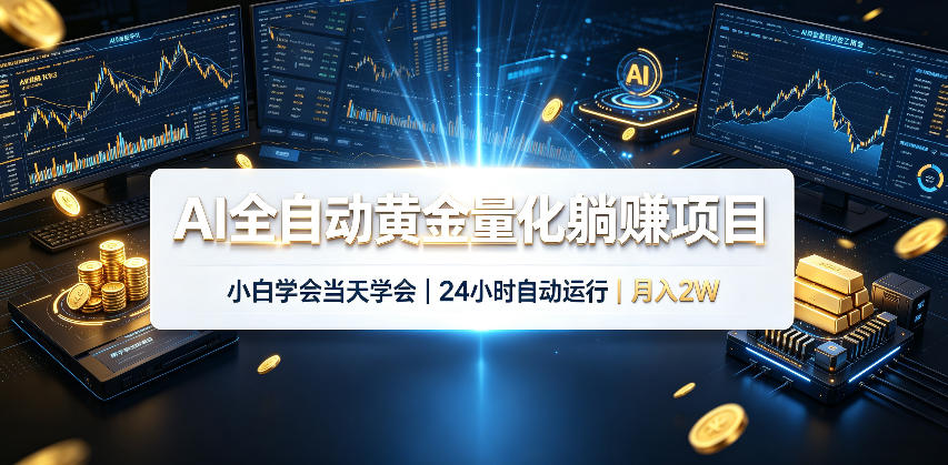 AI全自动黄金量化躺賺项目，24小时自动运行，月入2W！-皮皮网创
