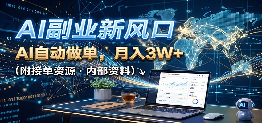 AI副业新风口，AI自动做单，月入3W+，附接单资源-皮皮网创