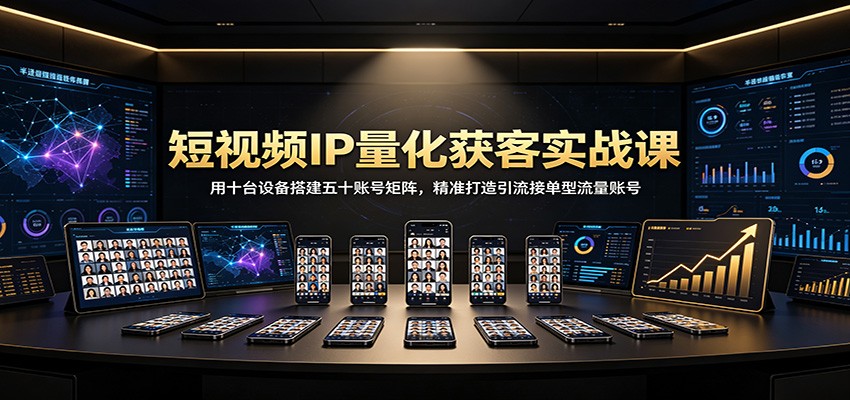 短视频IP量化获客实战课:用十台设备搭建五十账号矩阵,精准打造引流接单型流量账号-皮皮网创