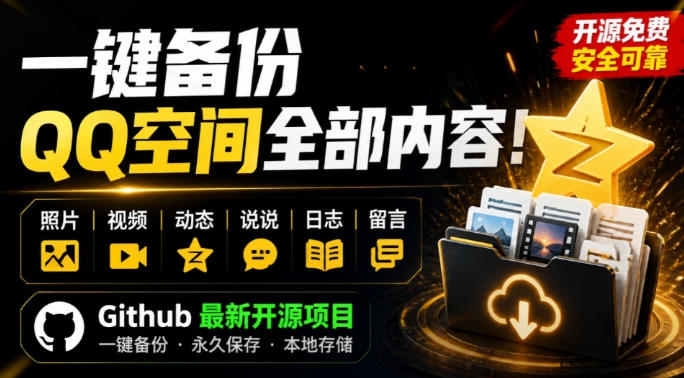一键将你QQ空间全部内容备份下来!照片/视频/动态信息全存本地,Github最新开源项目QzoneArchive-皮皮网创