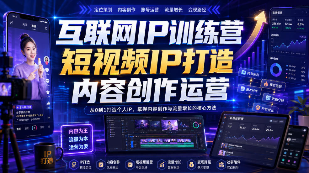 互联网IP训练营，短视频IP打造，内容创作运营-皮皮网创