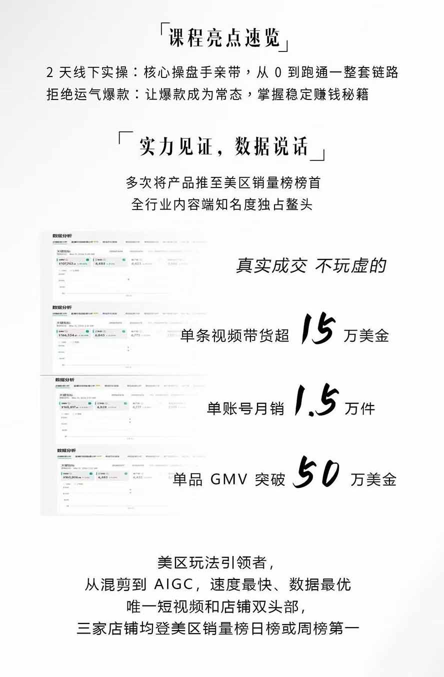 图片[2]-AIGC×TikTok美区短视频带货线下课；两天一夜完整回放，12小时高清视频收录头部操盘手全流程教学-皮皮网创