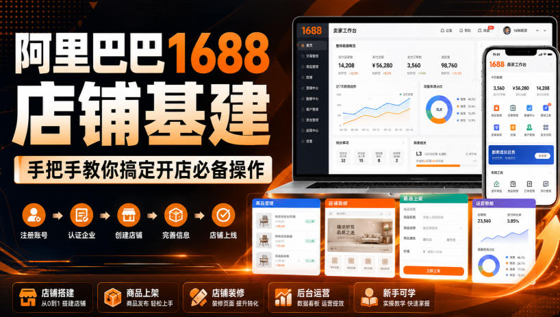 阿里巴巴1688店铺基建,手把手教你搞定开店必备操作(更新8月)-皮皮网创