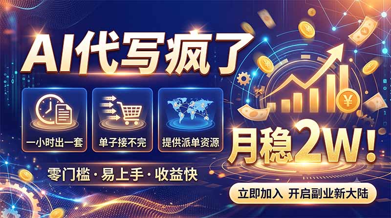 2026捡钱副业：AI写稿一单5张，免费派单群，0门槛直接干-皮皮网创