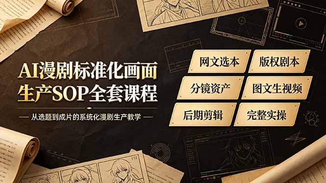 AI漫剧标准化画面生产SOP全套课程-更新,网文选本版权剧本分镜资产全覆盖,图文生视频后期剪辑完整实操教学-皮皮网创