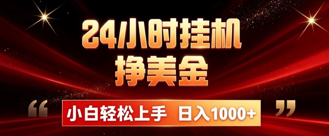 24小时挂机挣美金,简单易操作,小白轻松上手,日入1000+-皮皮网创