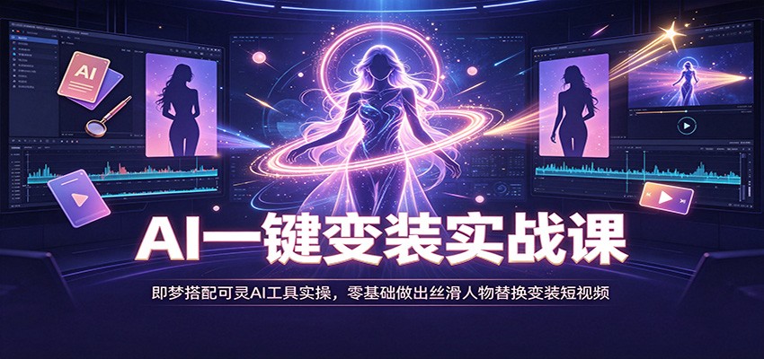 AI一键变装实战课:即梦搭配可灵AI工具实操,零基础做出丝滑人物替换变装短视频-皮皮网创