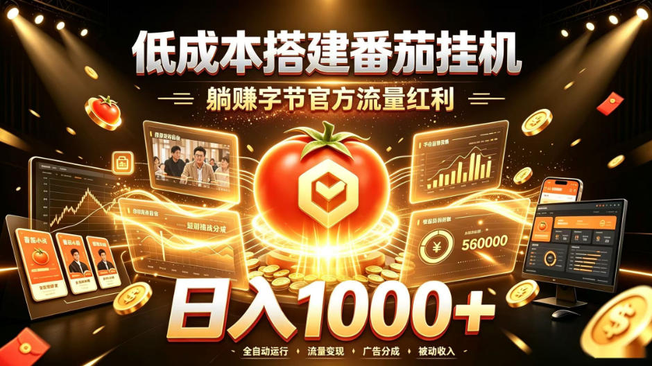 低成本搭建番茄挂G,躺賺字节官方流量红利,日入1k+,全程傻瓜式落地【揭秘】-皮皮网创