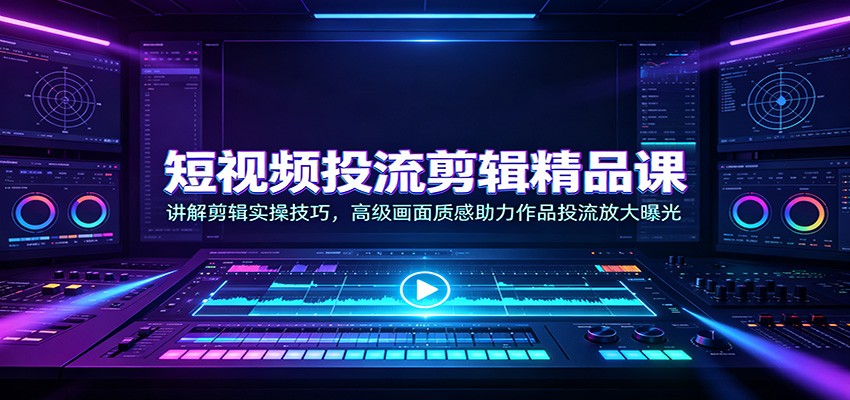 短视频投流剪辑精品课:讲解剪辑实操技巧,高级画面质感助力作品投流放大曝光-皮皮网创