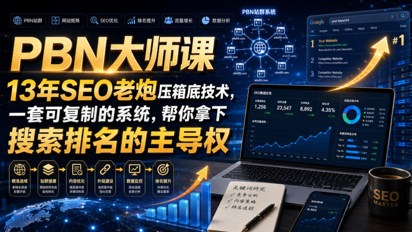 PBN大师课13年SEO老炮压箱底技术,一套可复制的系统,帮你拿下搜索排名的主导权【原创双语字幕】-皮皮网创