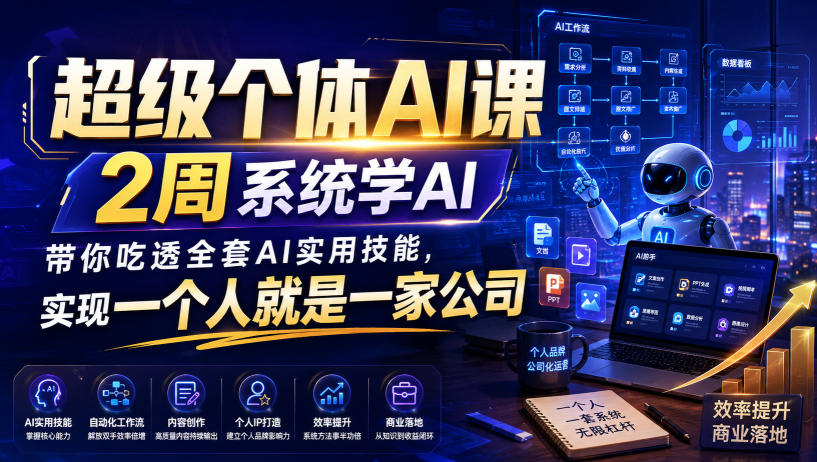 超级个体AI课，2周系统学AI，带你吃透全套AI实用技能，实现一个人就是一家公司-皮皮网创