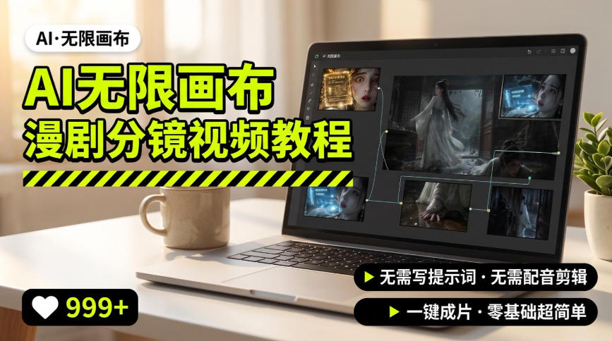 AI无限画布制作爆款漫剧分镜视频搭建教程，无需写脚本，无需制作音频，一键制作超简单-皮皮网创