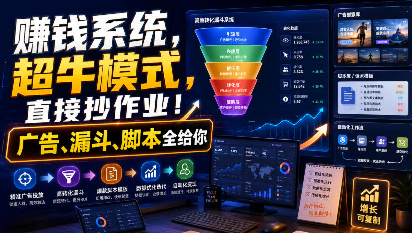 賺钱系统，超牛模式，直接抄作业！广告、漏斗、脚本全给你【原创双语字幕】-皮皮网创