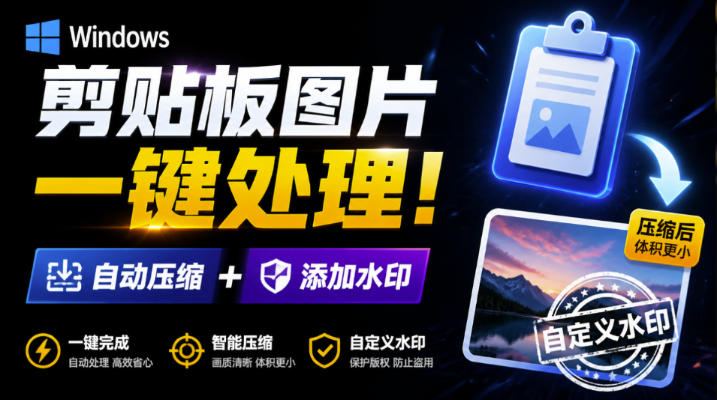 Windows剪贴板复制图片后，体积会暴涨数百倍？剪贴板图片一键自动压缩及添加水印工具-皮皮网创