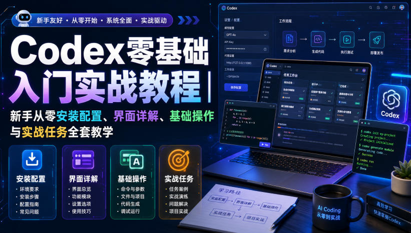 Codex零基础入门实战教程｜新手从零安装配置、界面详解、基础操作与实战任务全套教学-皮皮网创