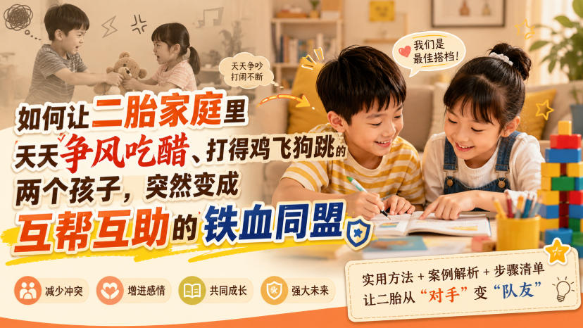 付费文章：如何让二胎家庭里天天争风吃醋、打得鸡飞狗跳的两个孩子，突然变成互帮互助的铁血同盟？-皮皮网创