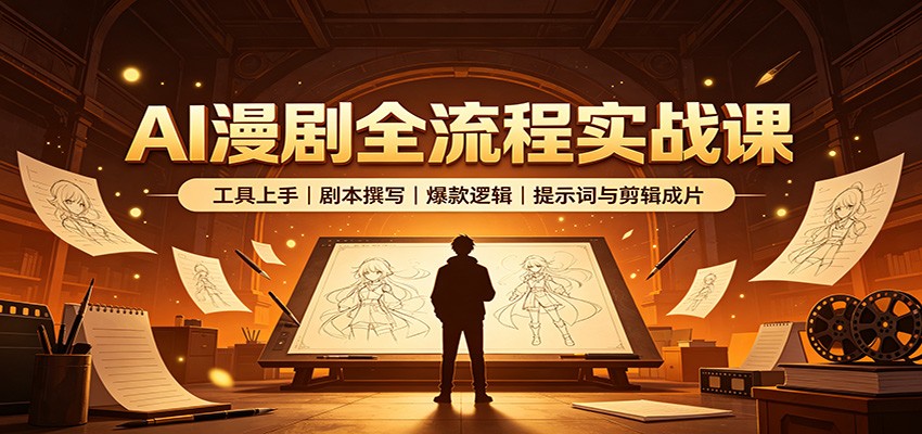AI漫剧全流程实战课：工具上手、剧本撰写、爆款逻辑、提示词与剪辑成片-皮皮网创