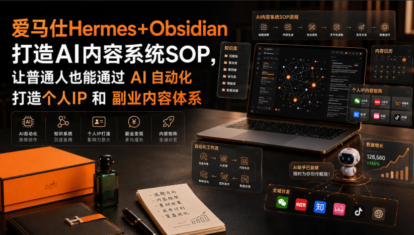 爱马仕Hermes+Obsidian打造AI内容系统SOP,让普通人也能通过 AI 自动化打造个人IP 和 副业内容体系-皮皮网创