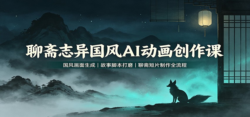 聊斋志异国风AI动画创作课：国风画面生成，故事脚本打磨，聊斋短片制作全流程-皮皮网创