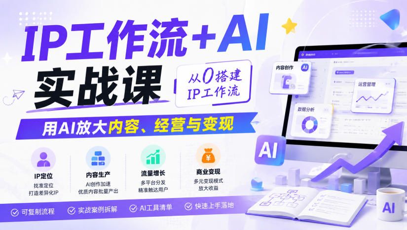 IP工作流+AI实战课,从0搭建IP工作流,用AI放大内容、经营与变现-皮皮网创